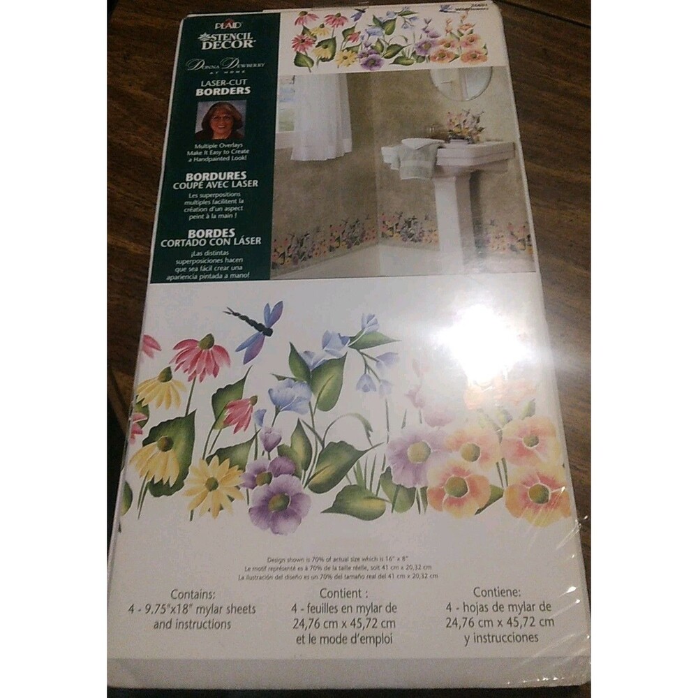 Plaid Stencil Decor Multi-layer Borders Stencils Wildflower Pattern 26801